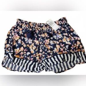 Vera Bradley Navy Floral and Striped Pajama Shorts